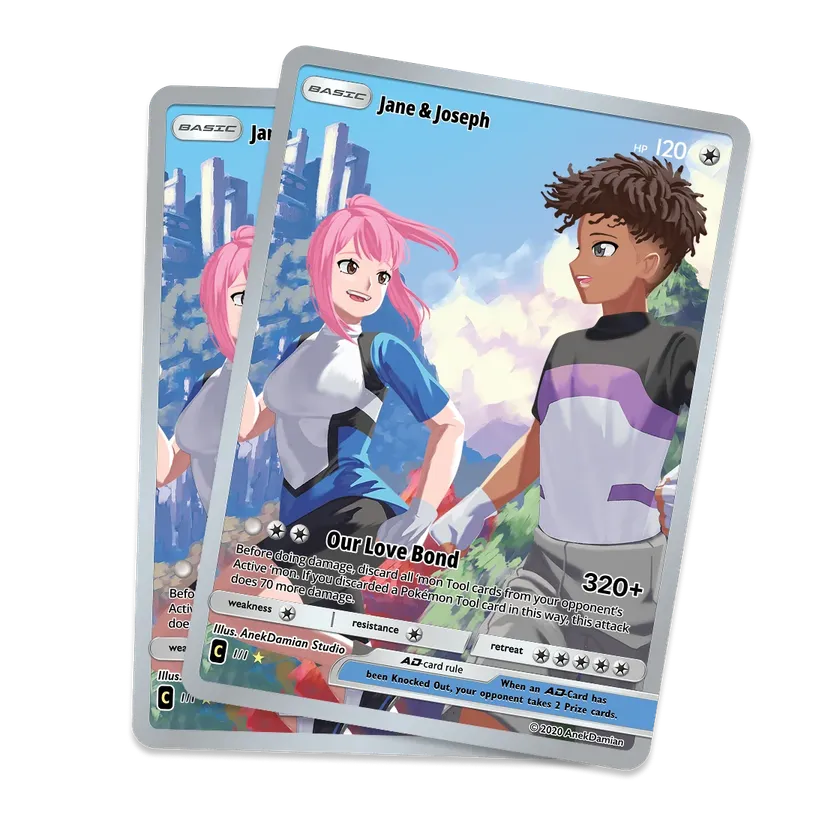 Two personalized holographic Poke Cards
